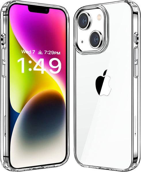 JJGoo Compatiable with iPhone 14 Case Clear, Transparent Shockproof Phone Case, Slim Anti-Scratch Hard PC Back Protective Cover Bumper, Clear...
