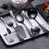 HOMQUEN 6-Piece Black Serving Flatware Silverware Set,Stainless Steel Serving Utensil Set,Include Cake Server, Slotted Serving Spoon, Serving Spoo...