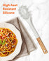 Silicone Pasta Fork, Kitchen Heat Resistant Noodle Spoon Server, BPA Free Spaghetti Strainer,12.8 inch (Black & White)...