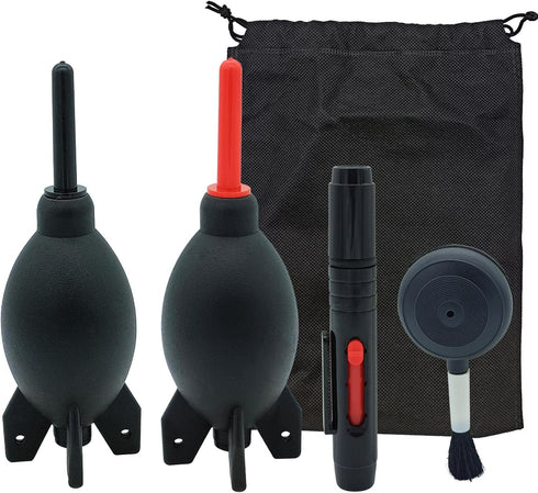 Lens Cleaning Kit Contains 2 Pcs Rubber Rocket Air Blower Duster, Lens Cleaning Pen, Blower Brush Dust Cleaner and Carrying Pouch, for Lens, Camer...