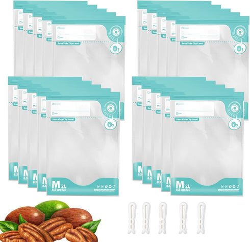 Sous Vide Bags Reusable, 20 PCS BPA Free Food Vacuum Sealer Bags, Double-sided 20C, Vacuum Zipper Bags for Sous Vide Cooking, 20pcs food storage b...