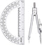 EBOOT Student Geometry Math Set, Drawing Compass and 6 Inch Clear Swing Arm Protractors 180 Degree Math Protractor (Argent, Classic)...