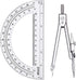 EBOOT Student Geometry Math Set, Drawing Compass and 6 Inch Clear Swing Arm Protractors 180 Degree Math Protractor (Argent, Classic)...