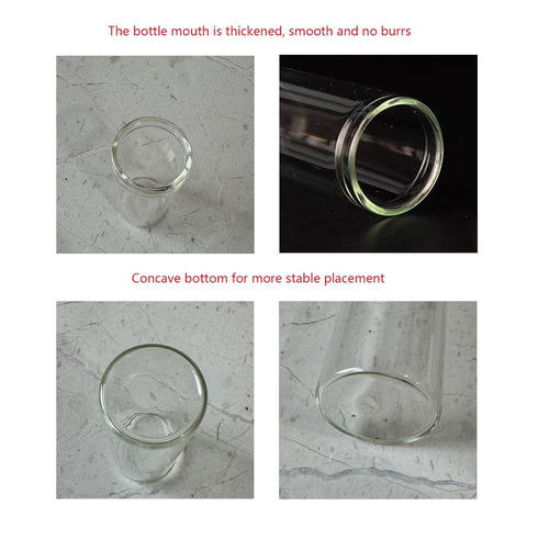 6PCS 30ml Glass Test Tubes with Cork Stoppers, 30 x 70mm Liquid Sample Vial, Clear Flat Test Tubes for Bath Salt, Candy Storage, Scientific Experi...