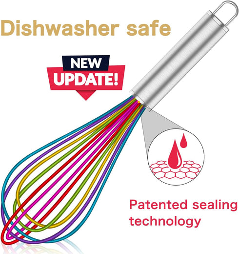 Silicone Whisk,Professional Whisks For Cooking Non Scratch,Stainless Steel & Silicone Wisk,Plastic Rubber Whisk Tool For Nonstick Cookware,Silicon...