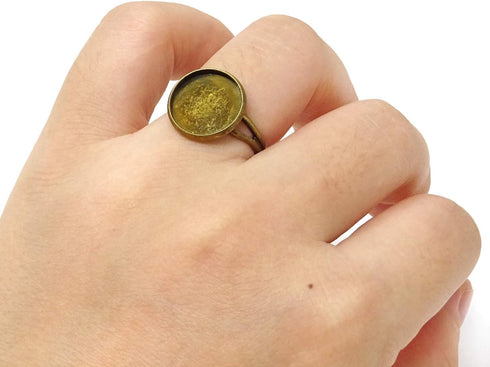 Honbay 20PCS 12mm Adjustable Finger Ring Blank Bases Round Finger Ring Trays (Bronze)...