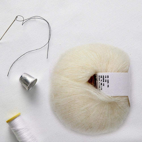 26g/Roll Soft Mohair Knit Angora Long Wool Yarn for Hand-Made Lightweight Shawl Scarf Knitting Work with A Crochet(white)...