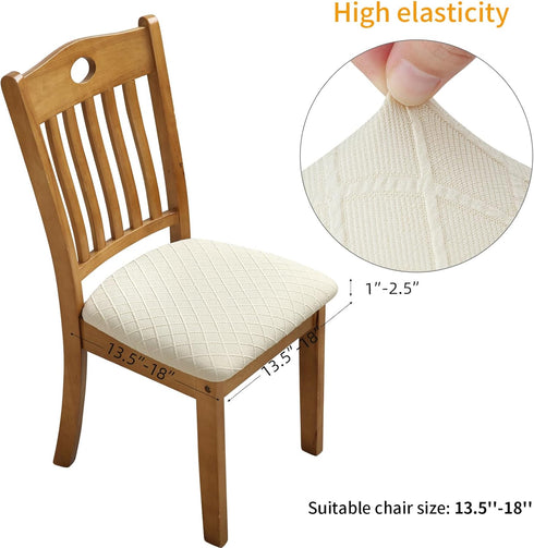 Stretch Jacquard Chair Seat Covers Set of 4, Removable Washable Dining Chair Covers Anti-Dust Dining Room Chair Covers Seat Cushion Slipcovers (4,...