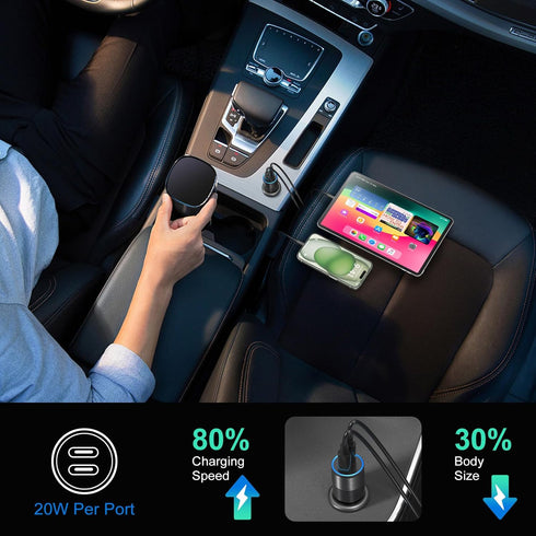 USB C Car Charger 40W, Bangfun Dual Port 12V Car Charger USB-C Cigarette Lighter Adapter Plug PD 3.0 Fast Charging Type C Car Phone Charger for iP...