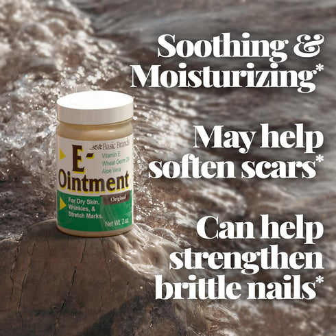 Basic Brands - Vitamin E Ointment - 2oz - Moisture Enhancing - Can Help Reduce Appearance of Scars, Stretch Marks, Fine Lines & Wrinkles - 2-Pack...
