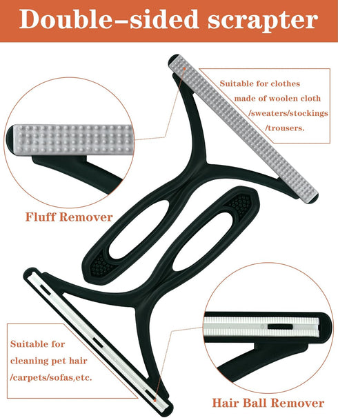 Lint Remover Carpet, Manual Fabric Shaver Remove Fuzz, Portable Lint Cleaner for Cat Dog Hair, Reusable Double Sided Lint Roller Scraper Brush for...