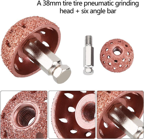 Tire Buffing Wheel,38mm 70 Grid Tungsten Alloy Tire Grinding Head Coarse Grit Buffing Wheel with Linking Rod...