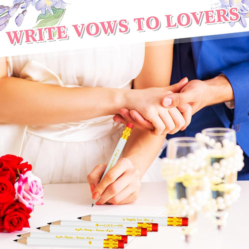 Crtiin 50 Pcs Wedding Pencils for Bridal Shower Half Pencils with Eraser Game Pencils Mini Golf Pencils 4 Inch Short Pocket Pre Sharpened Pencil f...