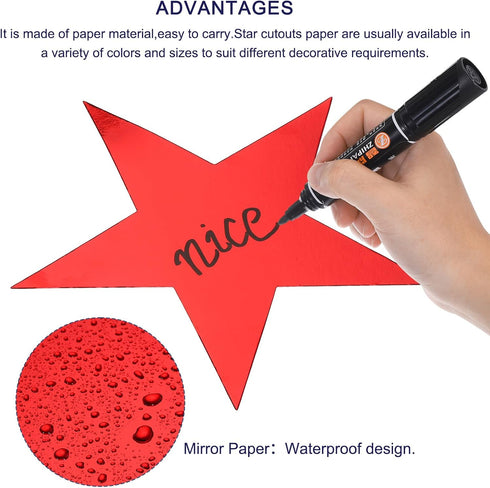 MECCANIXITY Star Cutouts Paper Five Star Confetti Cutouts for Birthday Party Classroom Wedding Bulletin Board Wall Decorations 5.9 Inches,(Red) Pa...