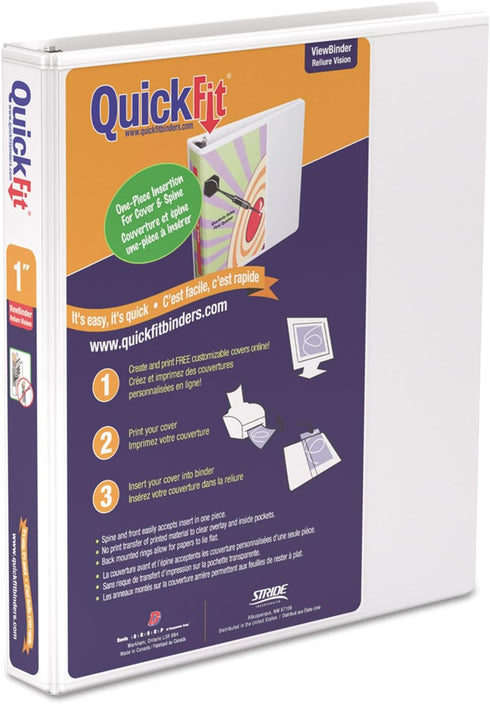 QuickFit View Binder, 1 Inch, Angle D Ring, White (87010)...