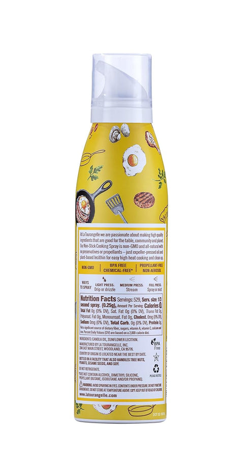 La Tourangelle, Non Stick Cooking Spray, Expeller Pressed Oil, Non Aerosol, For Neutral Flavor, Medium to High Heat, 5 Fl Oz...