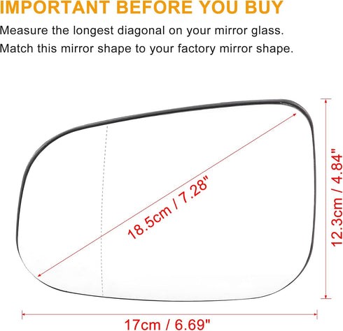 X AUTOHAUX Car Rearview Left Driver Side Heated Mirror Glass Replacement W/Backing Plate for Volvo S80 2007-2016 V60 2014-2018 S60 2007-2018...