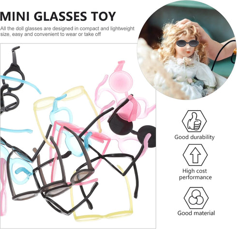 TOYANDONA 40pcs Doll Glasses, Miniature Doll Eyeglasses Mini Doll Costume Accessories for Dollhouse Crafts (Random Color) Miniatures for Crafts...