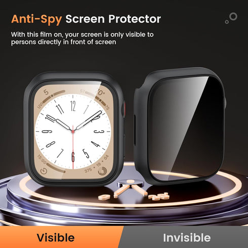 Goton Waterproof Privacy Case for Apple Watch Series 9 8 7 6 5 4 SE Ultra 40mm 44mm 41mm 45mm 49mm, Hard PC Bumper Tempered Glass Screen Protector...