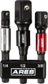 ARES 22011-3-Piece 3-Inch Impact Grade Socket Adapter Set with Color Sleeve - Turns Power Drill into High Speed Nut Driver - 1/4-Inch, 3/8-Inch, a...
