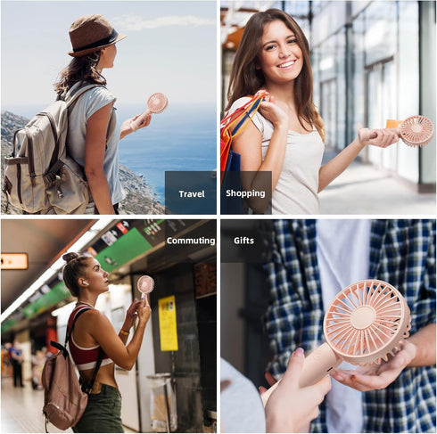 Handheld Mini Fan Portable Personal: 3000mah Rechargeable Small Hand Held Cooling Fans Blow Cold Air for Men Women Kids Compat Face Makeup Fan Tra...