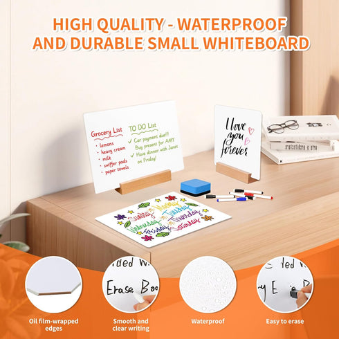 Small White Board Dry Erase, 2 PCS 9”x12” Small Dry Erase Board & 1 PCS 5”x7” Mini Whiteboard, Double-Sided Small Whiteboard Dry Erase, Portable M...