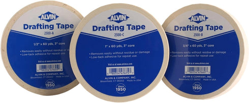 Alvin, 1 Inch Drafting Tape, Gentle Masking Tape for Painting, Ideal for Watercolors and Home Projects - 60 Yards...