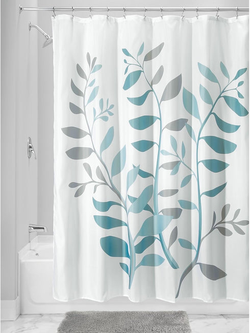 iDesign Laurel Fabric Polyester Shower Curtain, 72" x 72" - Gray/Blue...
