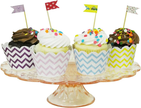 AllyDrew Standard Size Chevron Cupcake Wrappers (Set of 20), Blue...