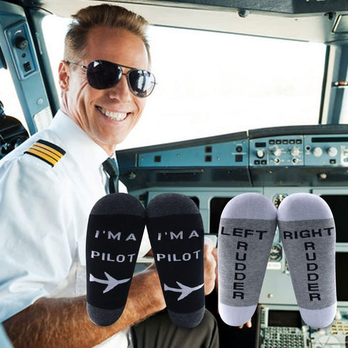 MBMSO Pilot Gifts 2 Pairs Left Rudder Right Rudder Aviation Themed Socks...