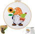 Nuberlic Sunflower Embroidery Kit for Beginners, Full Set of Stamped Gnome Cross Stitch Kit for Adults Including Embroidery Threads, Hoops and Ins...