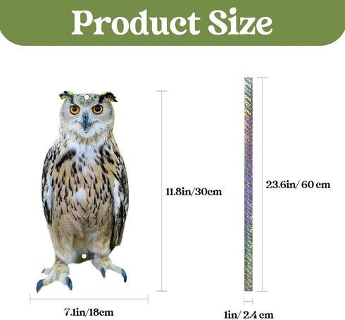 Owl to Keep Birds Away: 6PCS Bird Scare Reflective Hanging Decoration, Fake Owls with Reflective Tape, Pigeon Bird Control Device Away from Patio ...