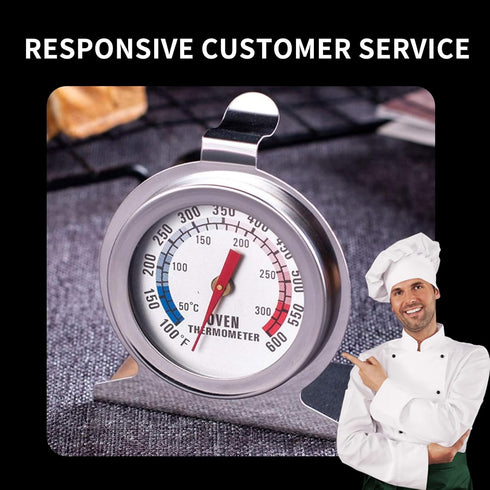 Hanging Oven Thermometer Large Dial Oven Thermometer 50-300°C/100-600°F Accurate Temperature Gauge for Gas Electric Oven Instant Read Numbers Stai...