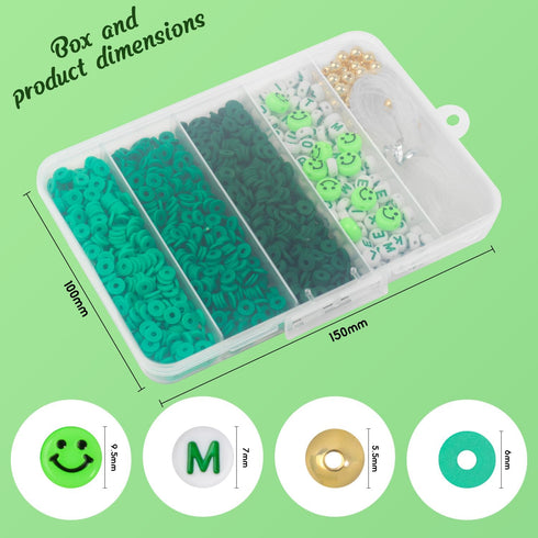 Yochus Green Clay Beads Bracelet Making kit, 1700pcs Heishi Beads for Jewelry Making, Polymer Clay Beads Friendship Bracelet Kit with Gold Beads L...