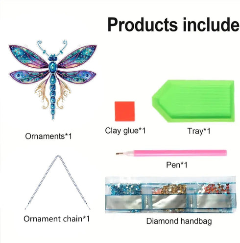 ARTopet DIY Diamond Pendant Ornament Dragonfly Special Shaped Crystal Diamond Art Painting Hanging Single Sided Diamond Ornament for Adult Home Ga...
