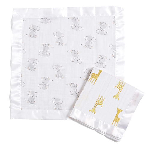 aden + anais Essentials Issie Security Blanket, Super Soft 100% Cotton Muslin, 2 Pack, Safari Babes...