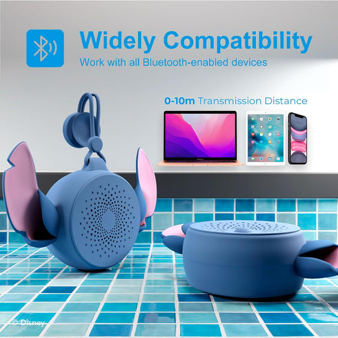 iJoy Disney Lilo and Stitch Bluetooth Shower Speaker with Suction Cup – IPX4 Rated Water Resistant Stitch Speaker for Shower, Baths| Up to 5 HRs P...
