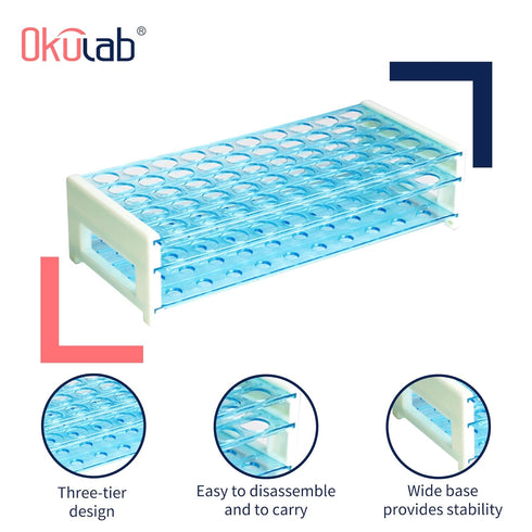 Detachable Plastic Tube Rack Set, 2pcs, Suitable for Tubes of Dia.?17mm, 50 Holes Test Tube Holder, for Classroom, Lab,TTRP50A2...