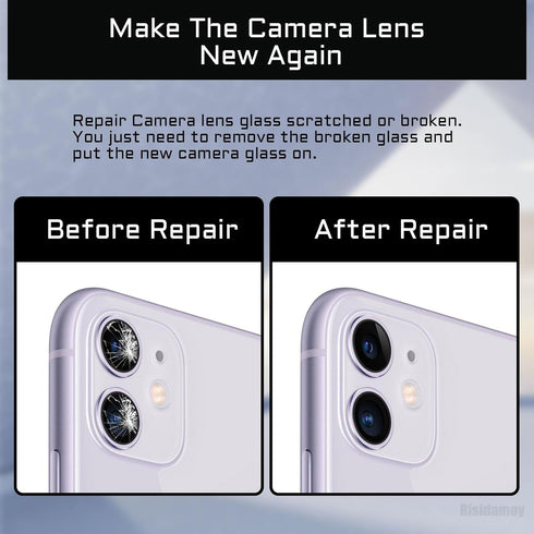 2 Sets for iPhone 11 Gold HD Tempered Back Camera Lens Cover Replacement for iPhone11 Rear Camera Lens Frame Kit Dual-Sided Adhesive with Fix Tool...