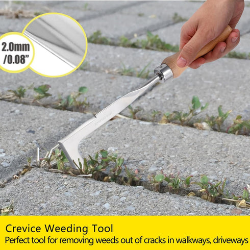 3 Pack Weed Puller Tool, Manual Hand Weeder Paver, Crack Weeder, Stainless Steel Crevice Weeding Digger Tool, Paving Brick Moss Removal, L-Shape G...
