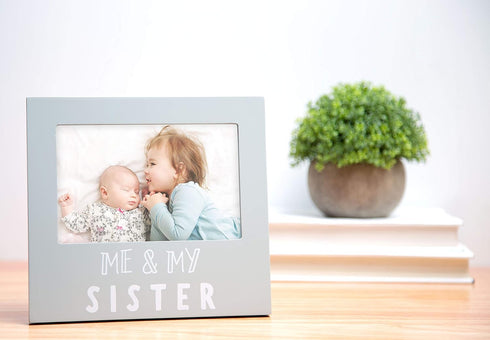 Pearhead Me & My Sister Sentiment Photo Frame, Big Sister or Brother Gift, Sibilng Pictures, Gray...