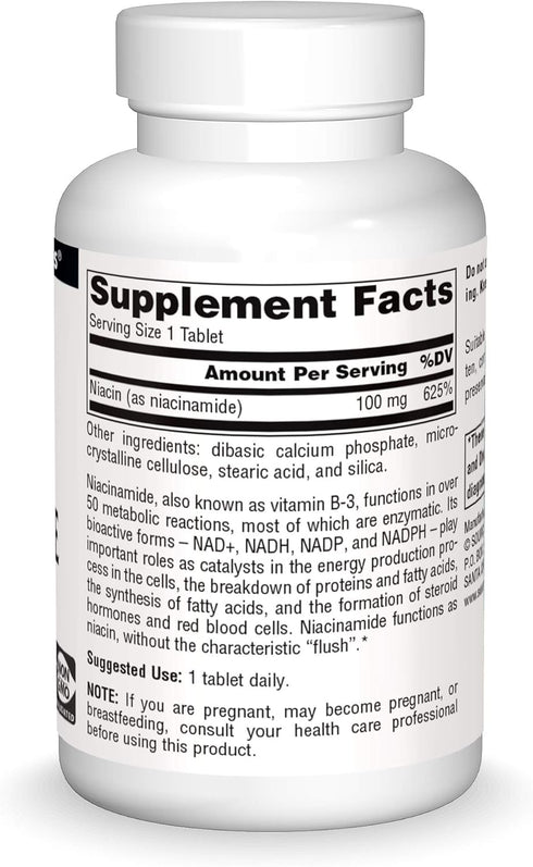 Source Naturals Niacinamide B-3, 100 mg Dietary Supplement - 250 Tablets...