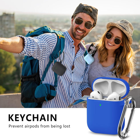 for Airpods Case Cover 2&1 with Cleaner Kit,Silicone Protective Case Compatible with Apple AirPods 2nd/1st Generation Charging Case with Keychain,...