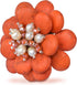 Double Sunflower Dyed Orange Howlite and Cultured Freshwater White Pearl Floral Pin or Brooch...