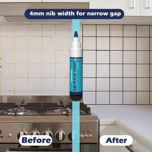 NADAMOO Grout Renew Pen Black, 2 Large Size 20ml Tile Grout Paint Pen, Grout Shine Touch Up Repair Marker Tile Gap Coating- Restore Grout Line, wi...
