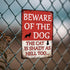 Beware Of Dog Sign Beware Of The Dog The Cat Is Shady Too Tin Sign Funny Dog Warning Metal Signs Dog Signs For Yard Fence Guard Dog Sign Outdoor D...