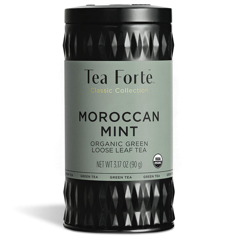 Tea Forte Moroccan Mint Premium Organic Loose Leaf Caffeinated Green Tea Blend Canister, Makes 35-50 Cups...