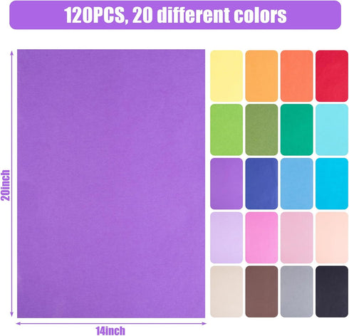 Shindel 120 Sheets Colorful Tissue Paper, Tissue Paper Bulk 20x14 Inch Gift Wrapping Paper for DIY Crafts Gift Box Wrapping 20 Colors...