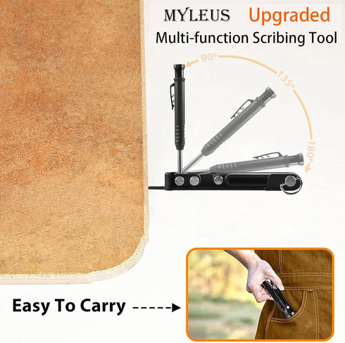 Multi-function Scribing Tool Upgraded - Construction Pencil- Aluminum Alloy Scribe Tool with Deep Hole Pencil,DIY Woodworking Scribe Gauge Scriber...