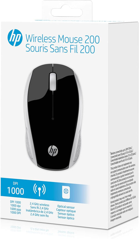 HP Wireless Mouse 200 (Black/Silver, 2HU84AA)...